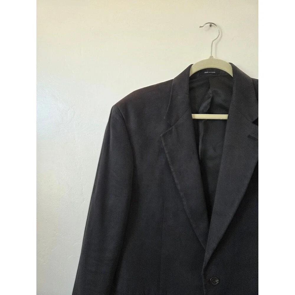 Chaps Faux Suede Black Blazer Sport Jacket Men's 42 L Single Breasted Retro